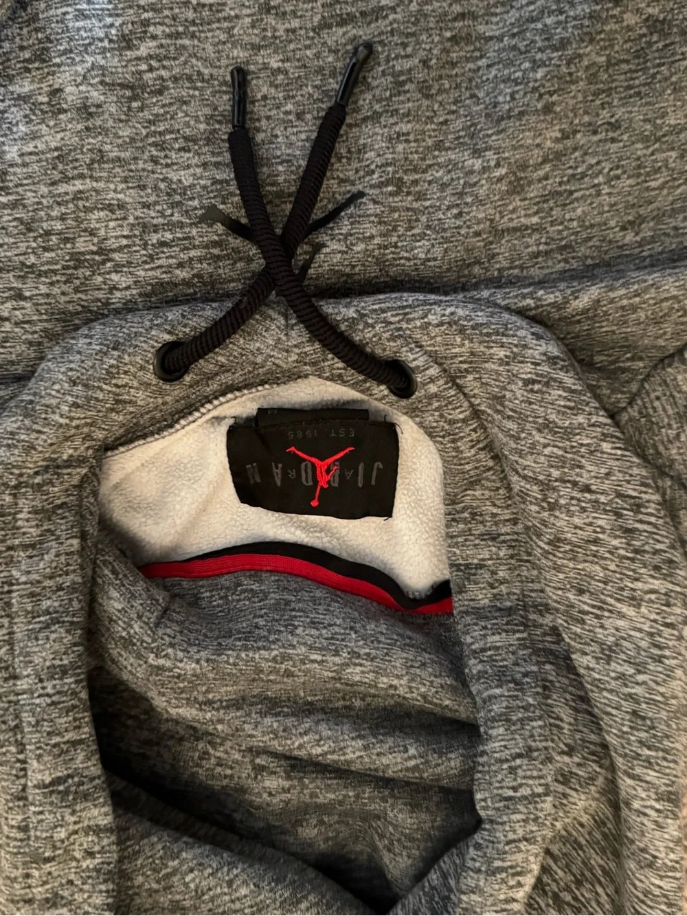 Jordan Heather Gray Hoodie with Black Jumpman